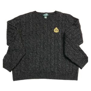 VTG Lauren Ralph Lauren Crest Cable Knit Sweater